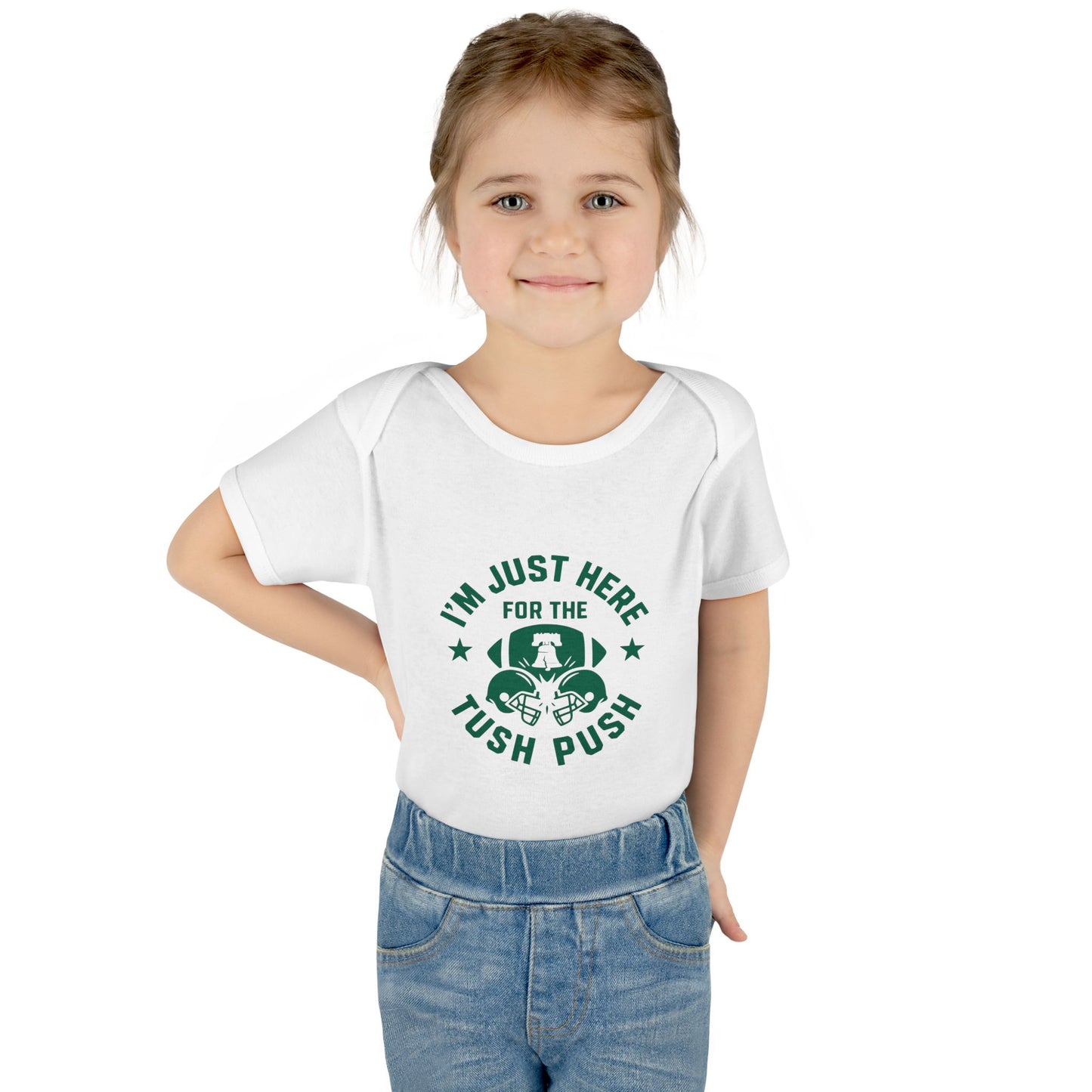 Tush Push Eagles Onesie, Infant Baby Rib Bodysuit, "I'm Just Here for the Tush Push" design. Infant Game Day Top, Philadelphia Baby Gear