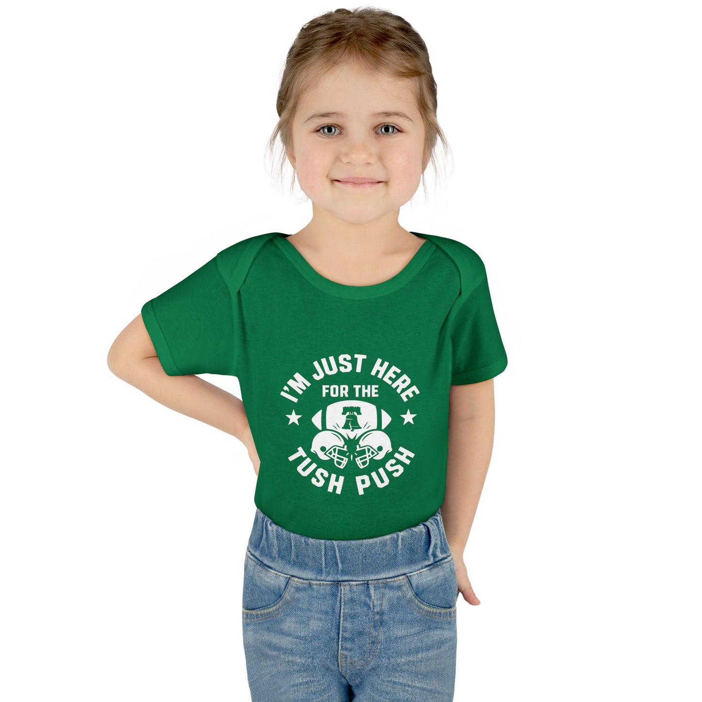 Tush Push Eagles Onesie, Infant Baby Rib Bodysuit, "I'm Just Here for the Tush Push" design. Infant Game Day Top, Philadelphia Baby Gear