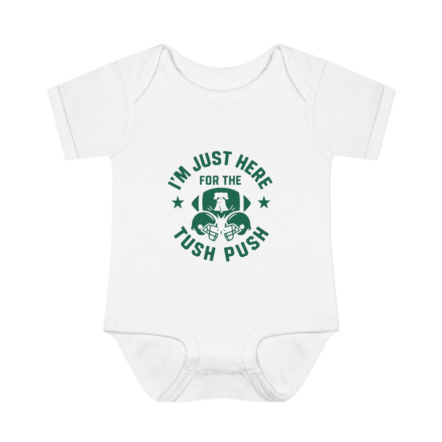 Tush Push Eagles Onesie, Infant Baby Rib Bodysuit, "I'm Just Here for the Tush Push" design. Infant Game Day Top, Philadelphia Baby Gear