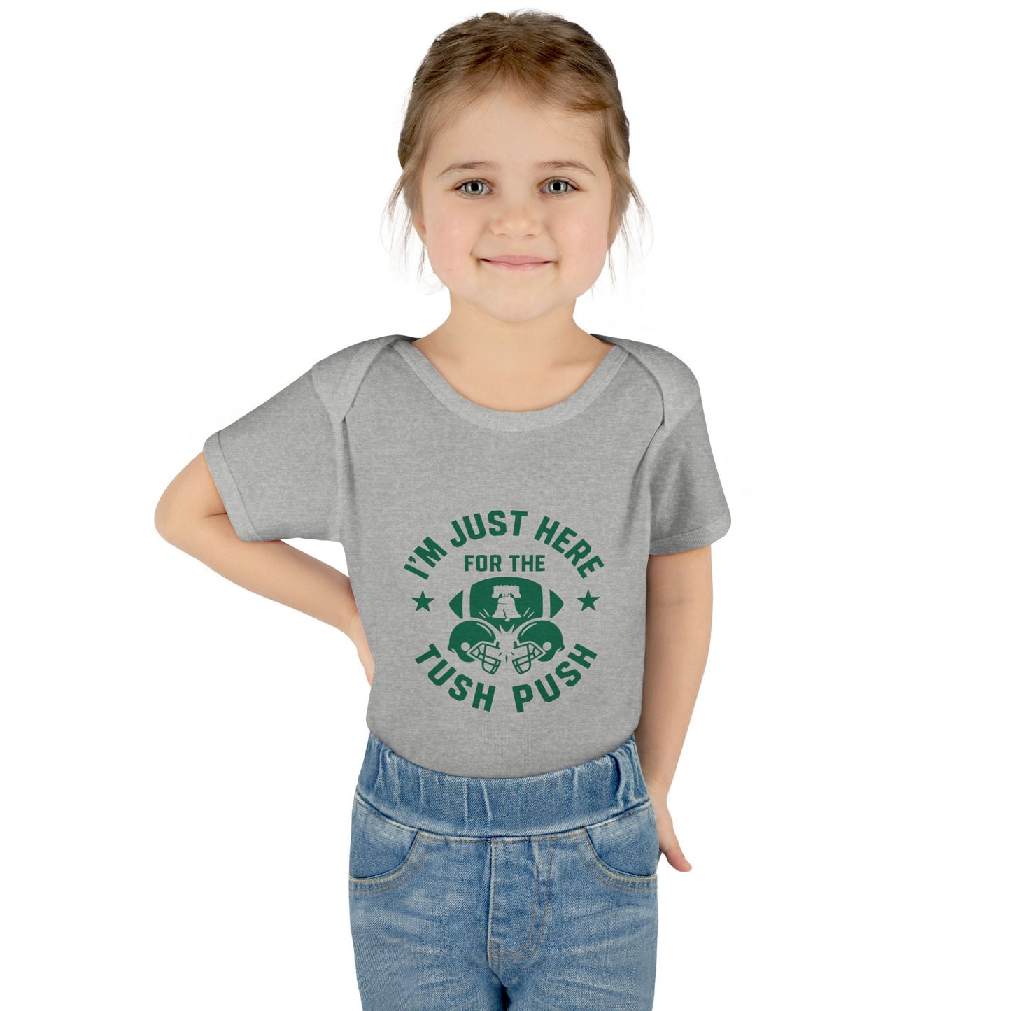 Tush Push Eagles Onesie, Infant Baby Rib Bodysuit, "I'm Just Here for the Tush Push" design. Infant Game Day Top, Philadelphia Baby Gear