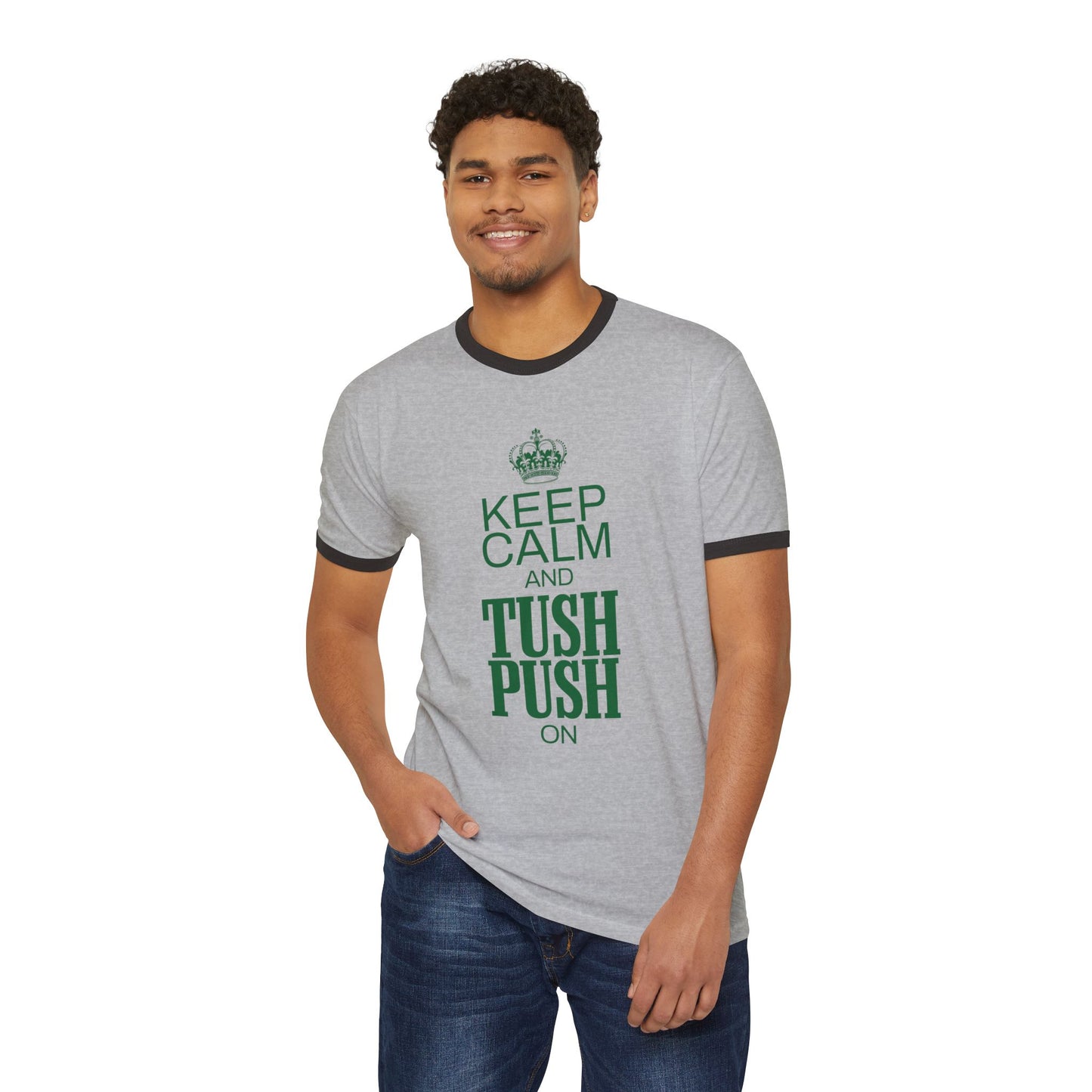 Keep Calm and Tush Push On Ringer Tee - Retro-Inspired Football Shirt