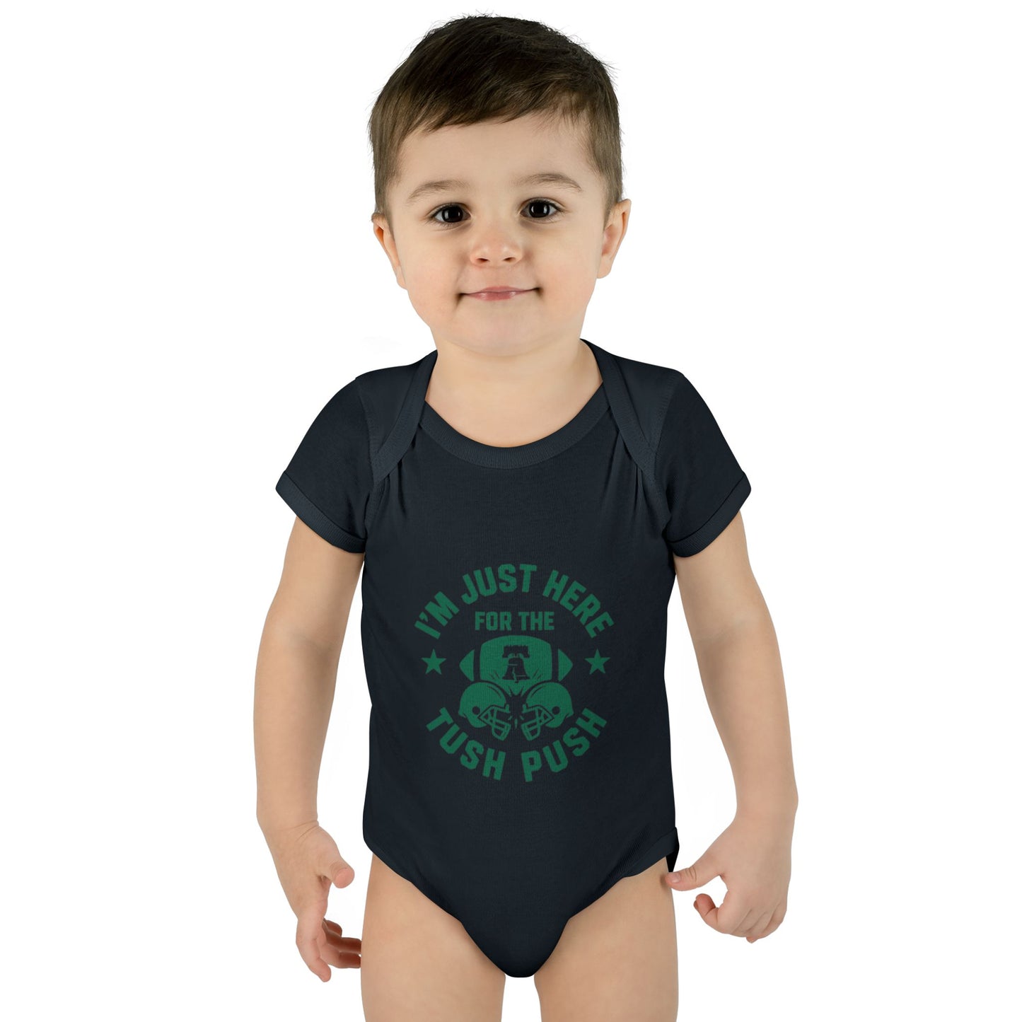 Tush Push Eagles Onesie, Infant Baby Rib Bodysuit, "I'm Just Here for the Tush Push" design. Infant Game Day Top, Philadelphia Baby Gear
