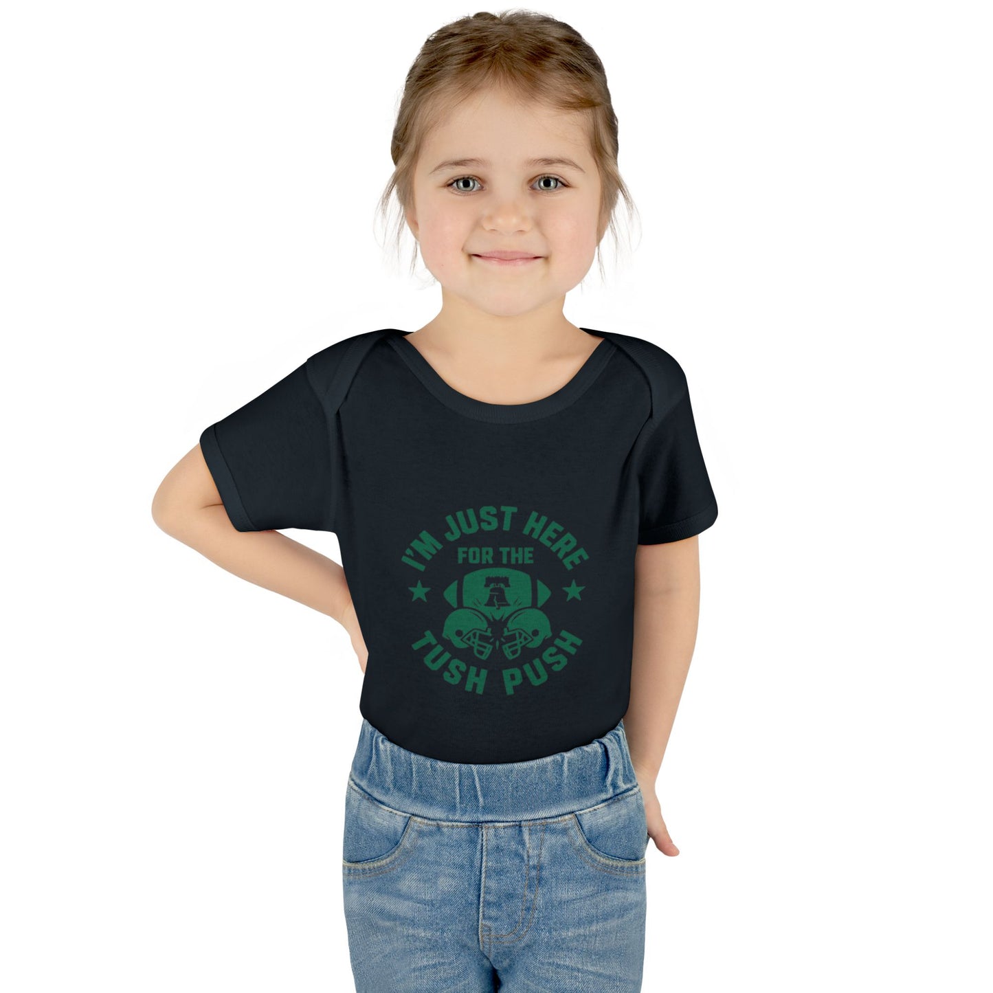 Tush Push Eagles Onesie, Infant Baby Rib Bodysuit, "I'm Just Here for the Tush Push" design. Infant Game Day Top, Philadelphia Baby Gear