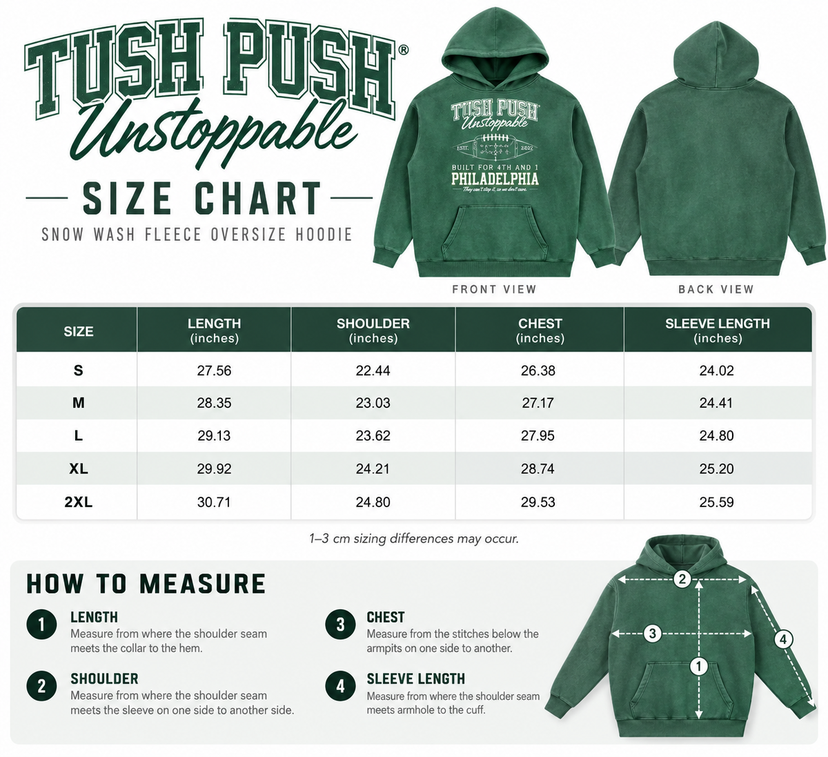 Unstoppable Hoodie, Philadelphia Football Vintage Green Oversized Sweatshirt