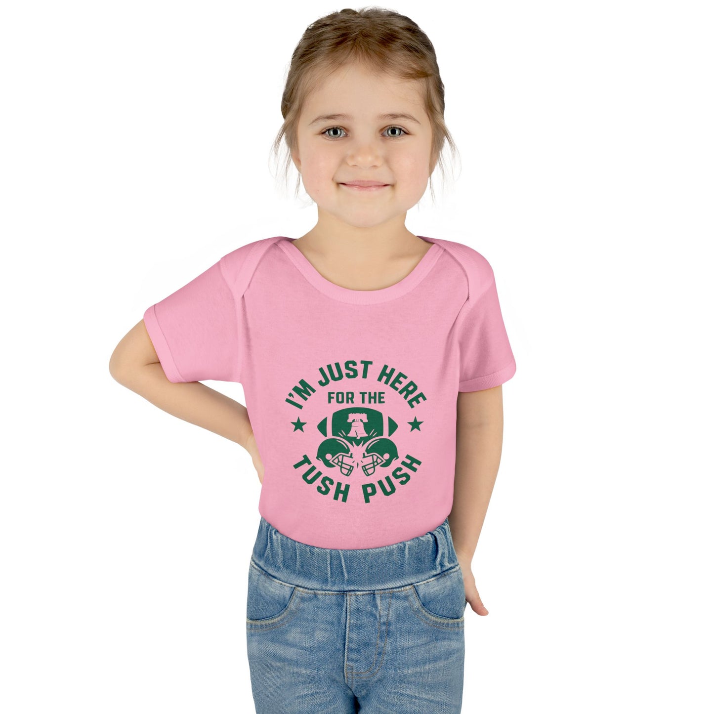 Tush Push Eagles Onesie, Infant Baby Rib Bodysuit, "I'm Just Here for the Tush Push" design. Infant Game Day Top, Philadelphia Baby Gear