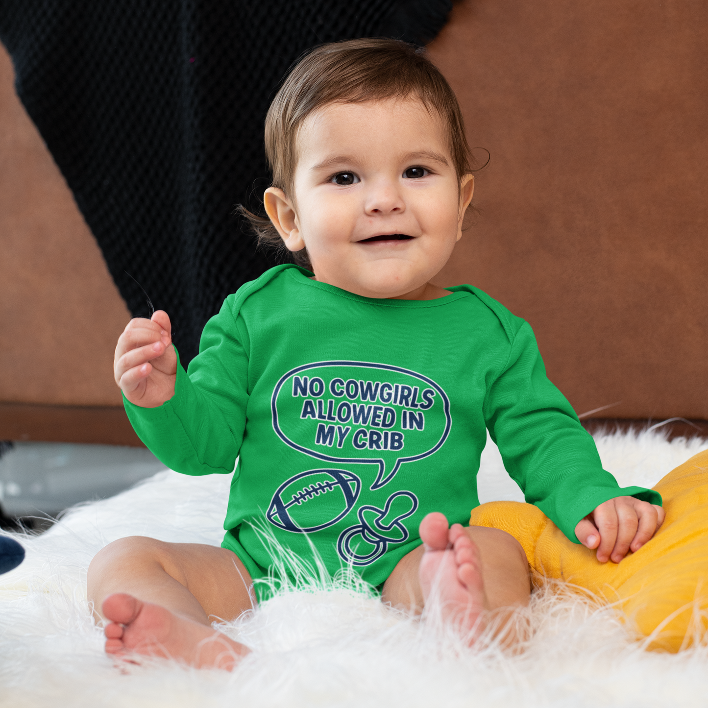 No Cowgirls Allowed in My Crib, Philly Football Baby Onesie, Philly vs. Dallas Long Sleeve One Piece