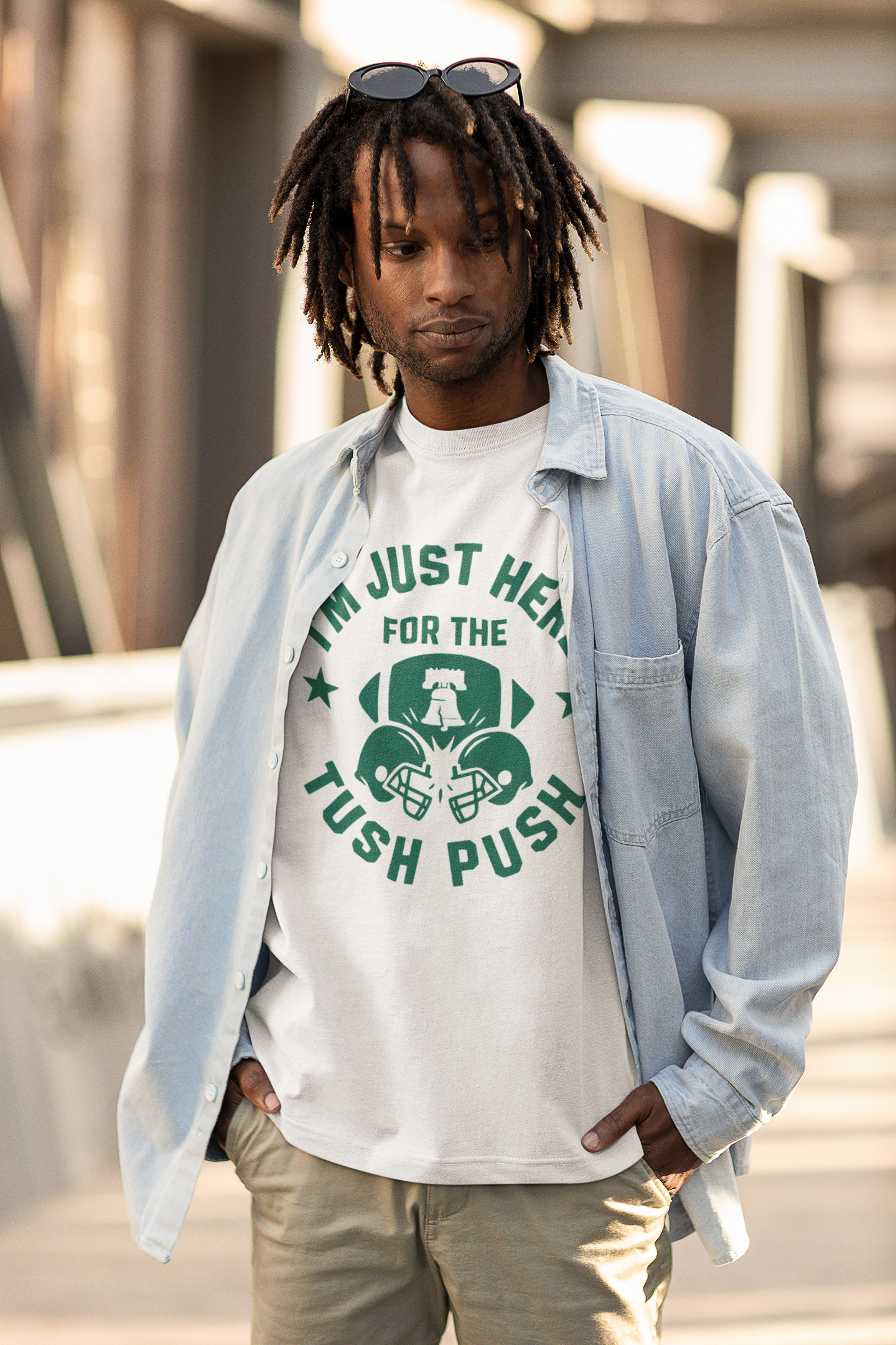 Tush Push™ Shirt – I’m Just Here for the Tush Push, Funny Game Day Football Tee, Philly Fans