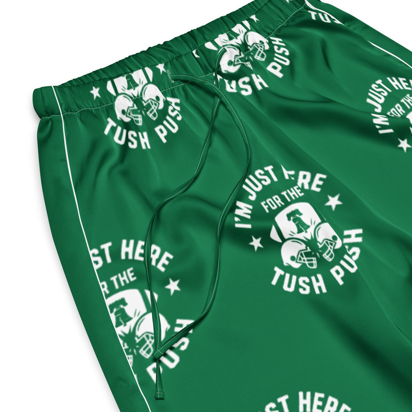 Tush Push™ Women’s Pajama Set – Philly Football Game Day Sleepwear in Kelly Green, Silky Pants, Shorts and Tops, Mix and Match