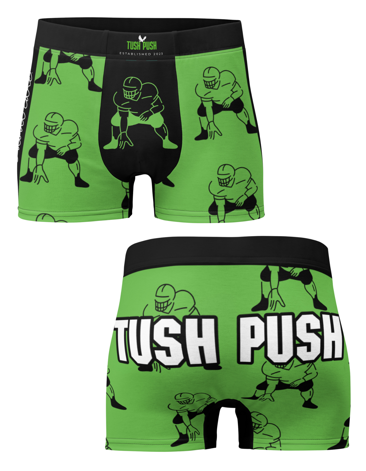 Tush Push™️ Boxer Briefs, “They Dont Like Us, We Dont Care”, Football Underwear, Green