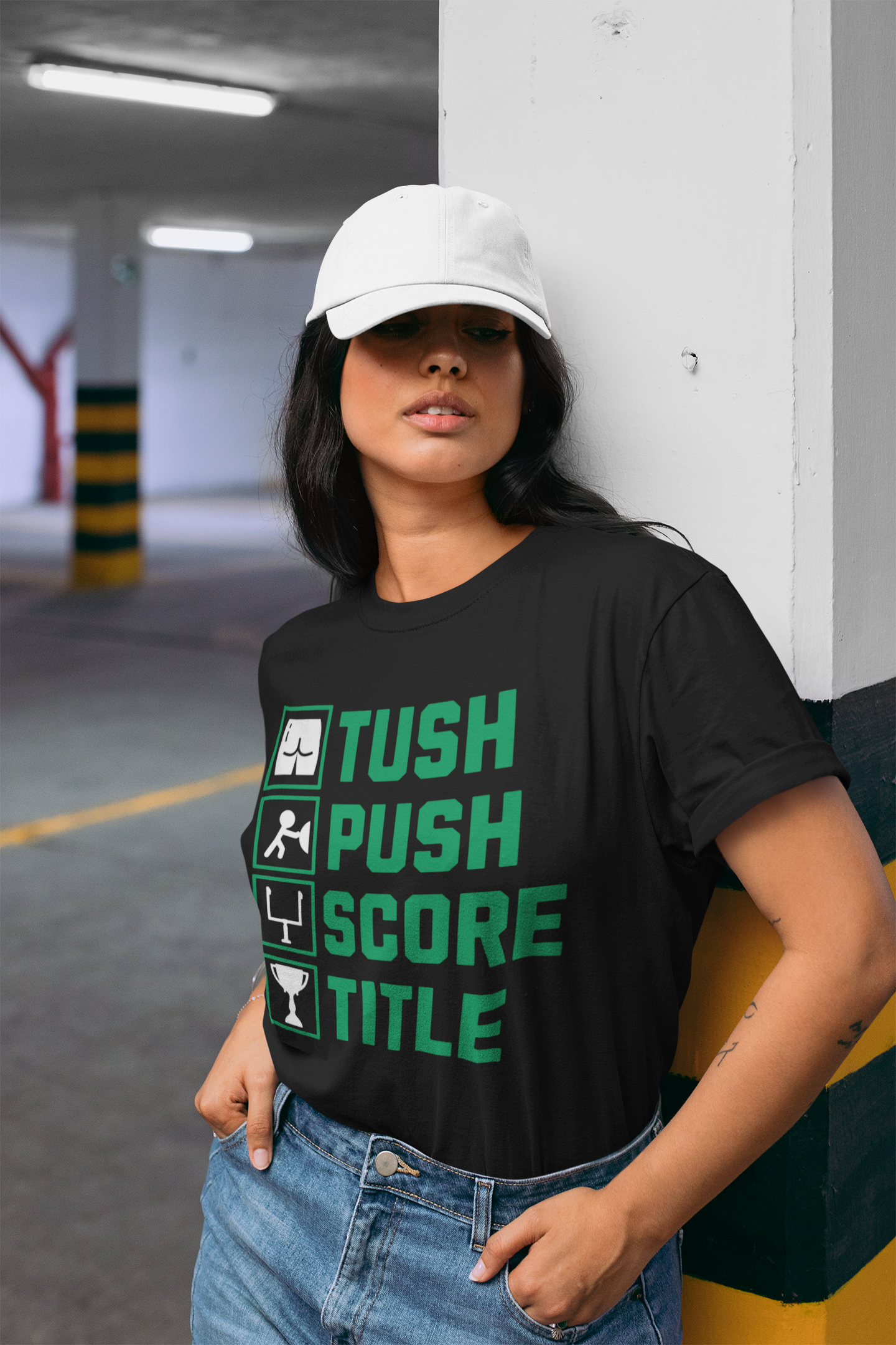 Tush Push Score Title - Funny Football Shirt - Philadelphia Fans - Adult Unisex T-Shirt in Team Colors, Championship T-Shirt