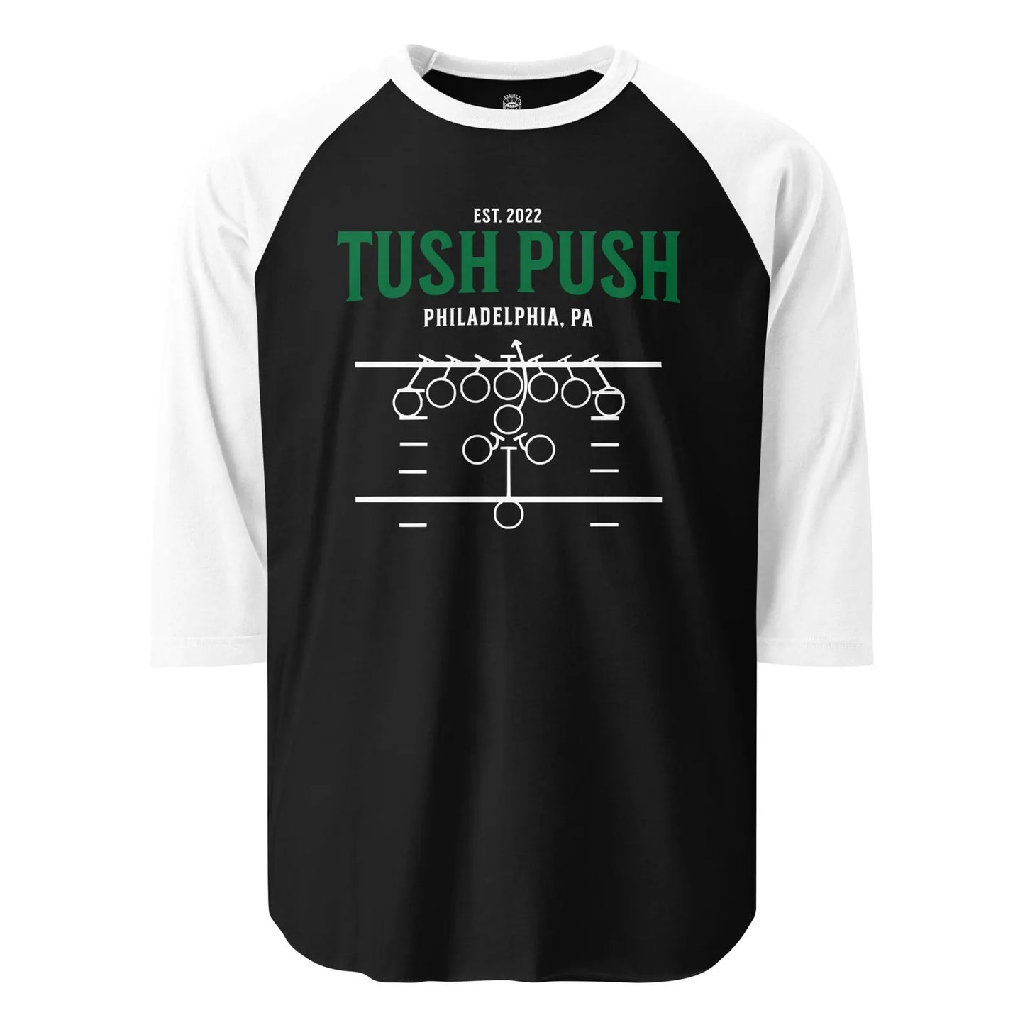 TUSH PUSH™ Philly Football Raglan Shirt – Black & White Baseball Style Shirt
