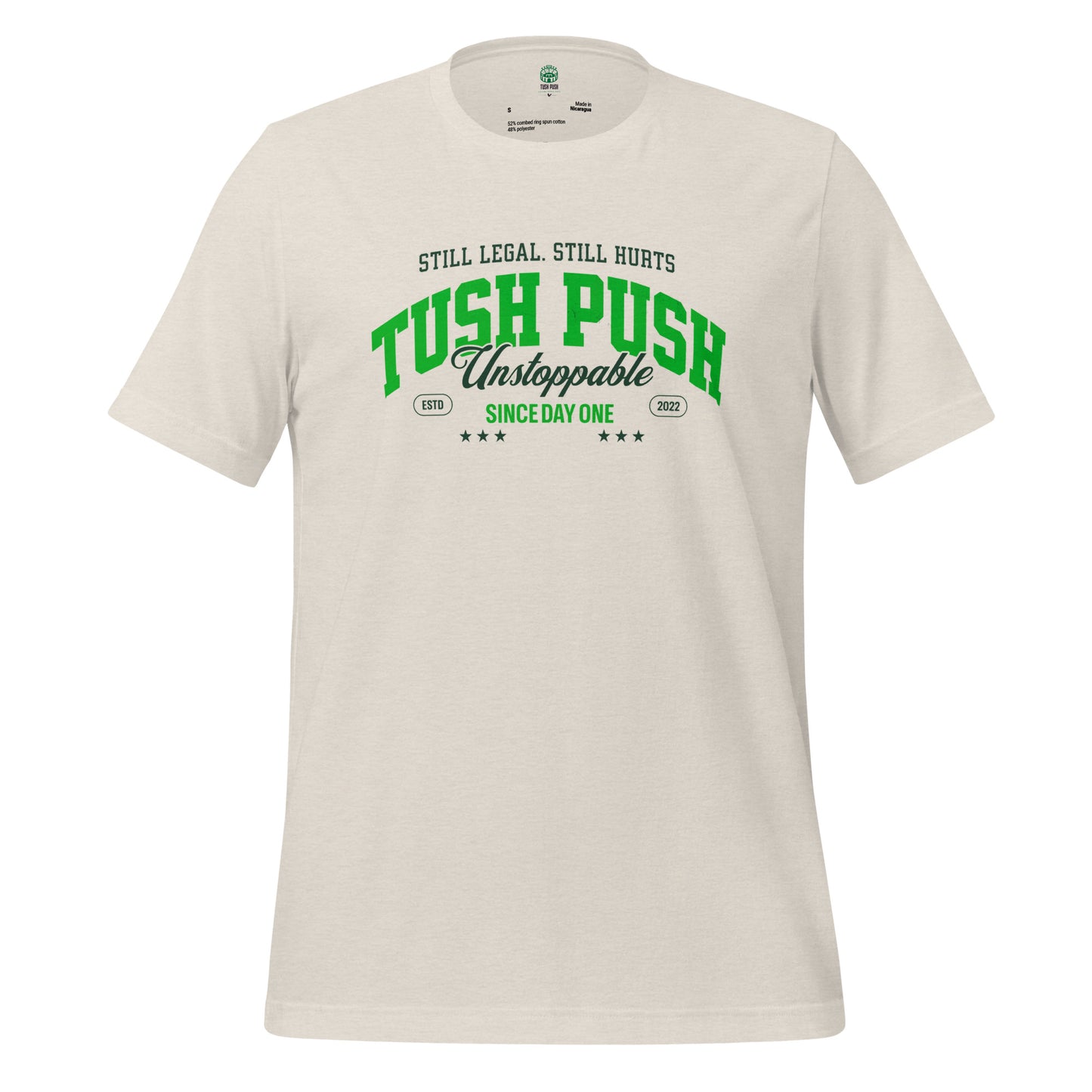 Heather Dust TUSH PUSH Still Legal Still Hurts t-shirt, Philadelphia football fan apparel ghost mockup