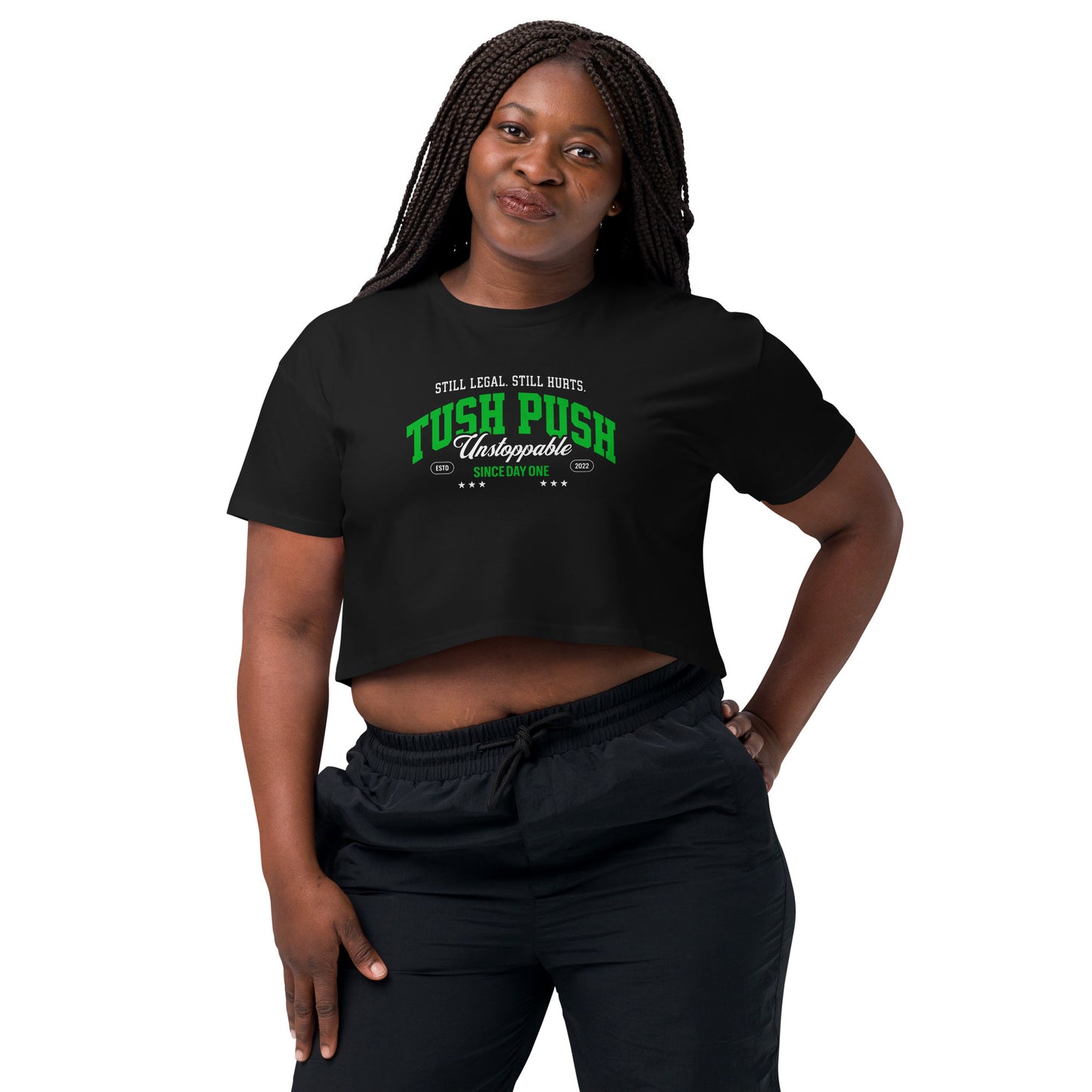 Tush Push Crop Top for Game Day, "Still Legal Still Hurts", Philly Football Womens Crop Tee