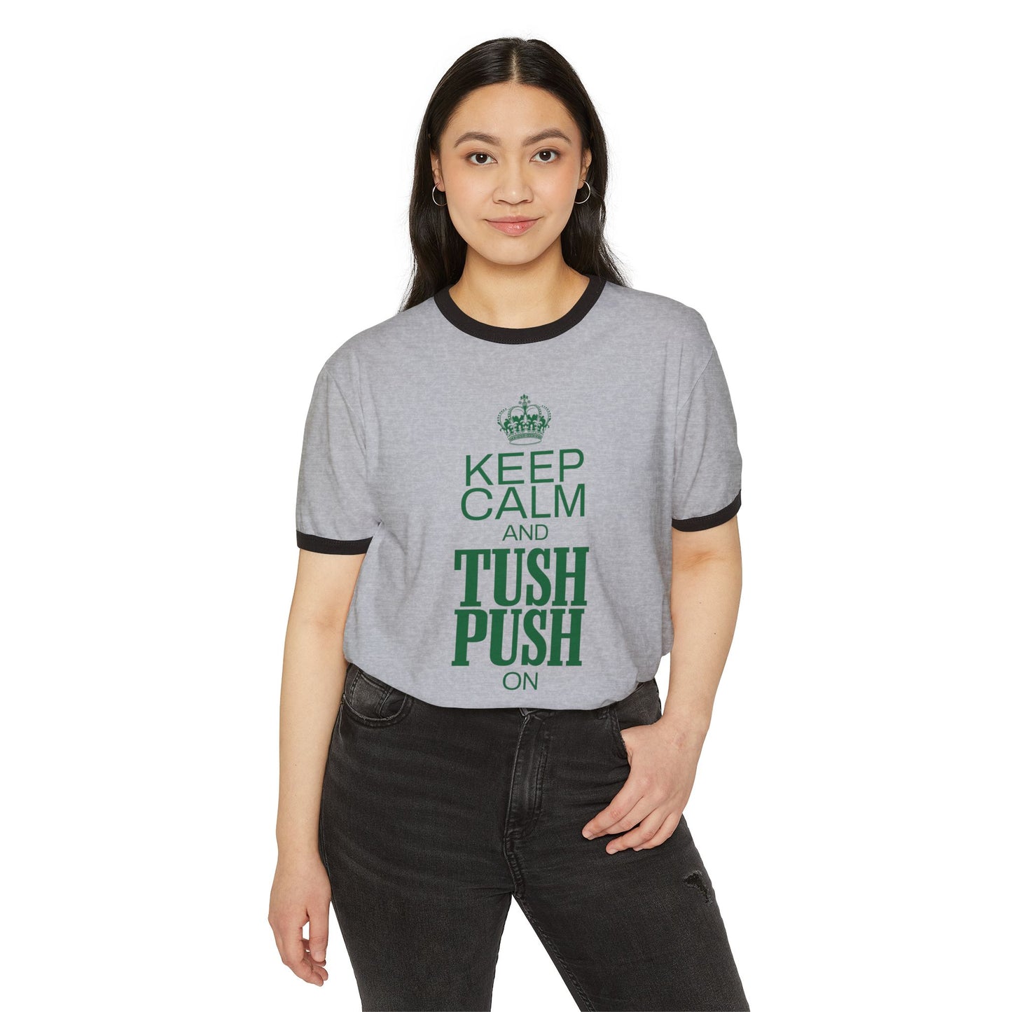 Keep Calm and Tush Push On Ringer Tee - Retro-Inspired Football Shirt