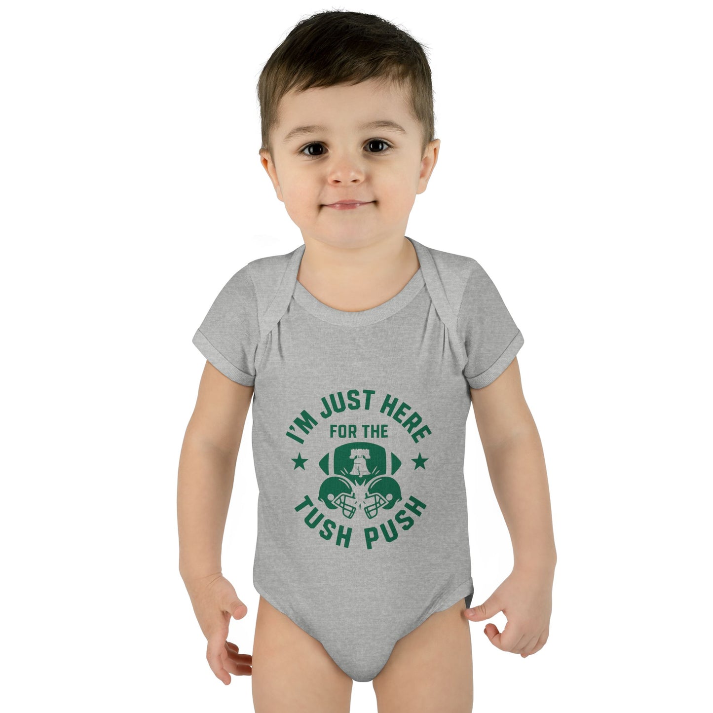 Tush Push Eagles Onesie, Infant Baby Rib Bodysuit, "I'm Just Here for the Tush Push" design. Infant Game Day Top, Philadelphia Baby Gear