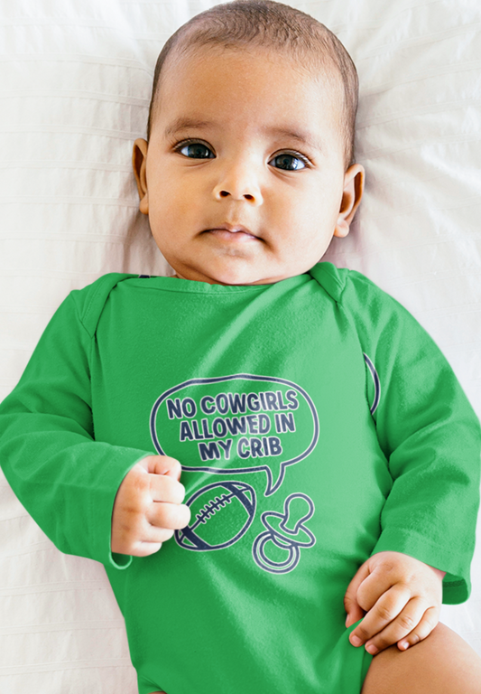 No Cowgirls Allowed in My Crib, Philly Football Baby Onesie, Philly vs. Dallas Long Sleeve One Piece
