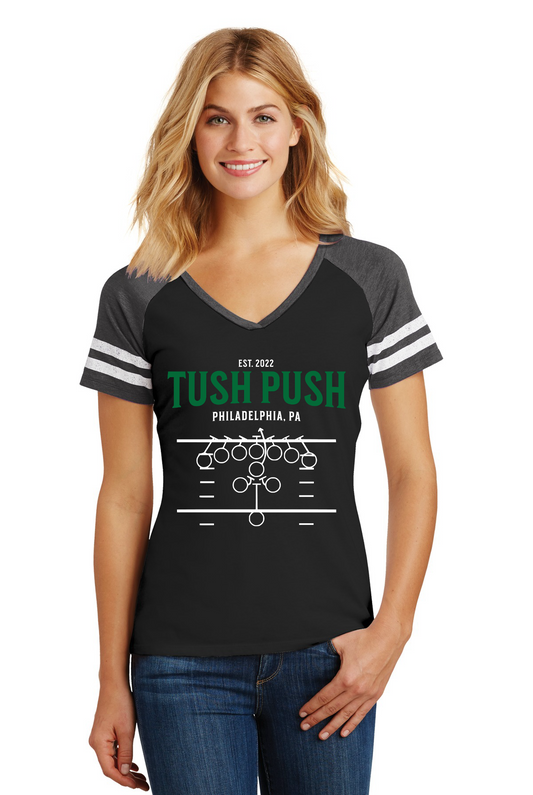 TUSH PUSH™ Women’s V-Neck Jersey Tee – Philly Football Gameday Shirt