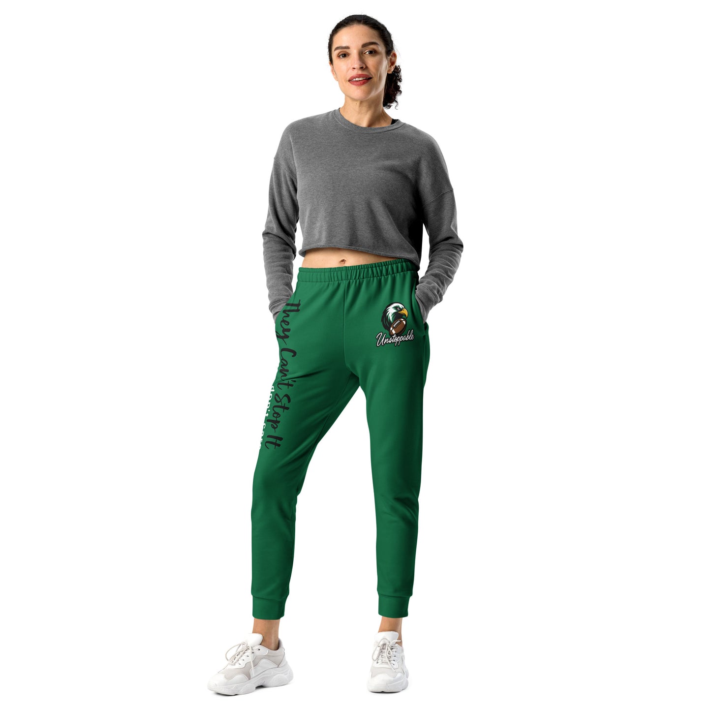Tush Push® Sweatpants for Women – Built for 4th & 1 | “They Can’t Stop It, We Don’t Care” | All Over Print Recycled Sweatpants