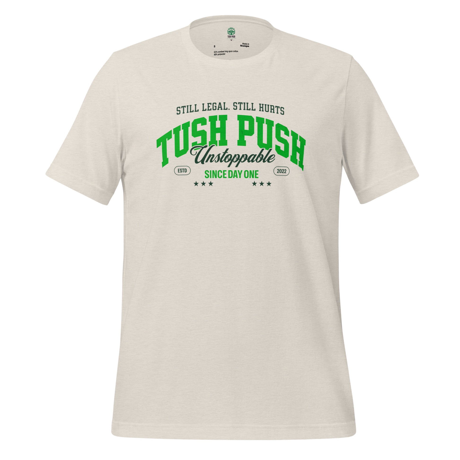 Heather Dust TUSH PUSH Still Legal Still Hurts t-shirt, Philadelphia football fan apparel ghost mockup