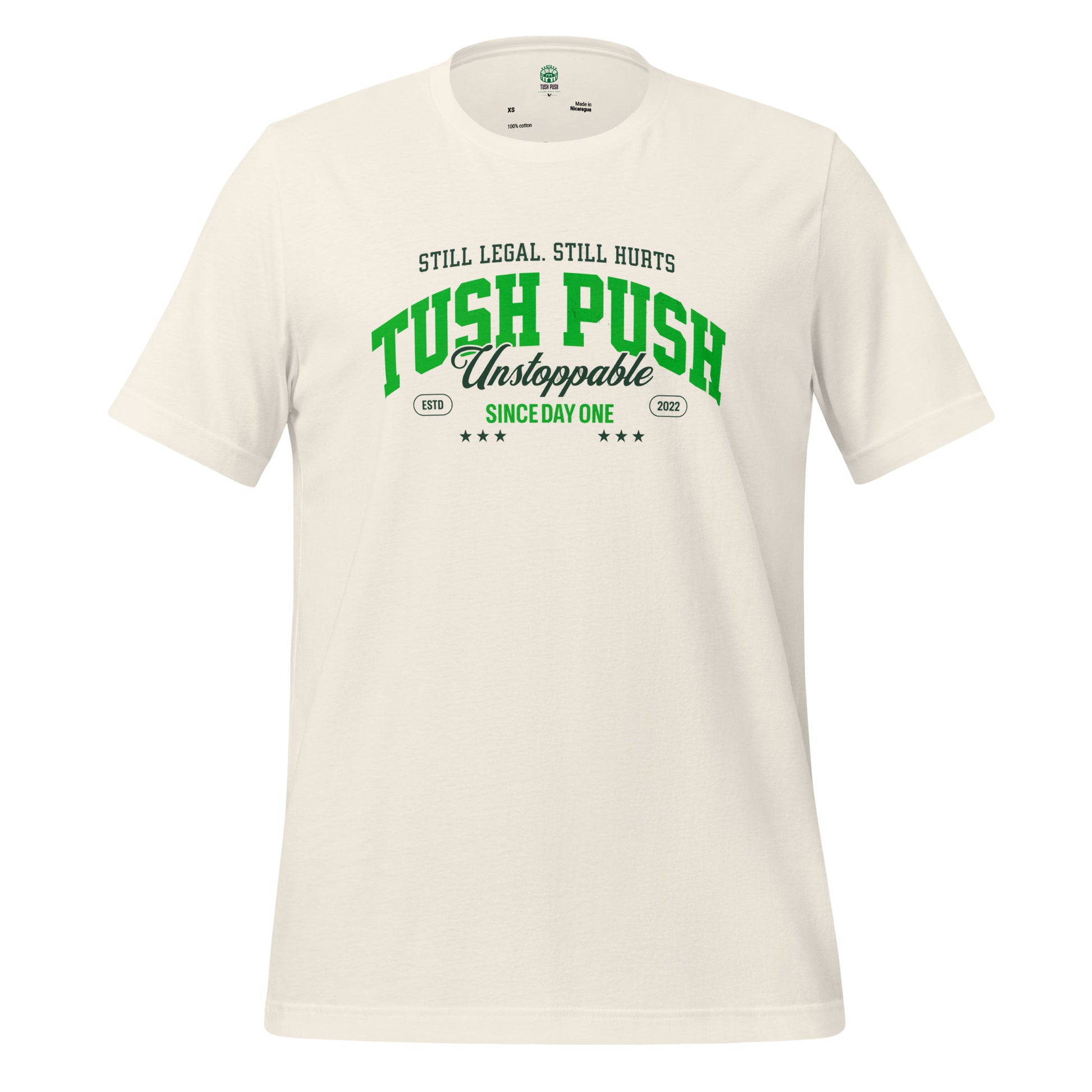 Vintage white TUSH PUSH Still Legal Still Hurts t-shirt, Philadelphia football fan apparel ghost mockup