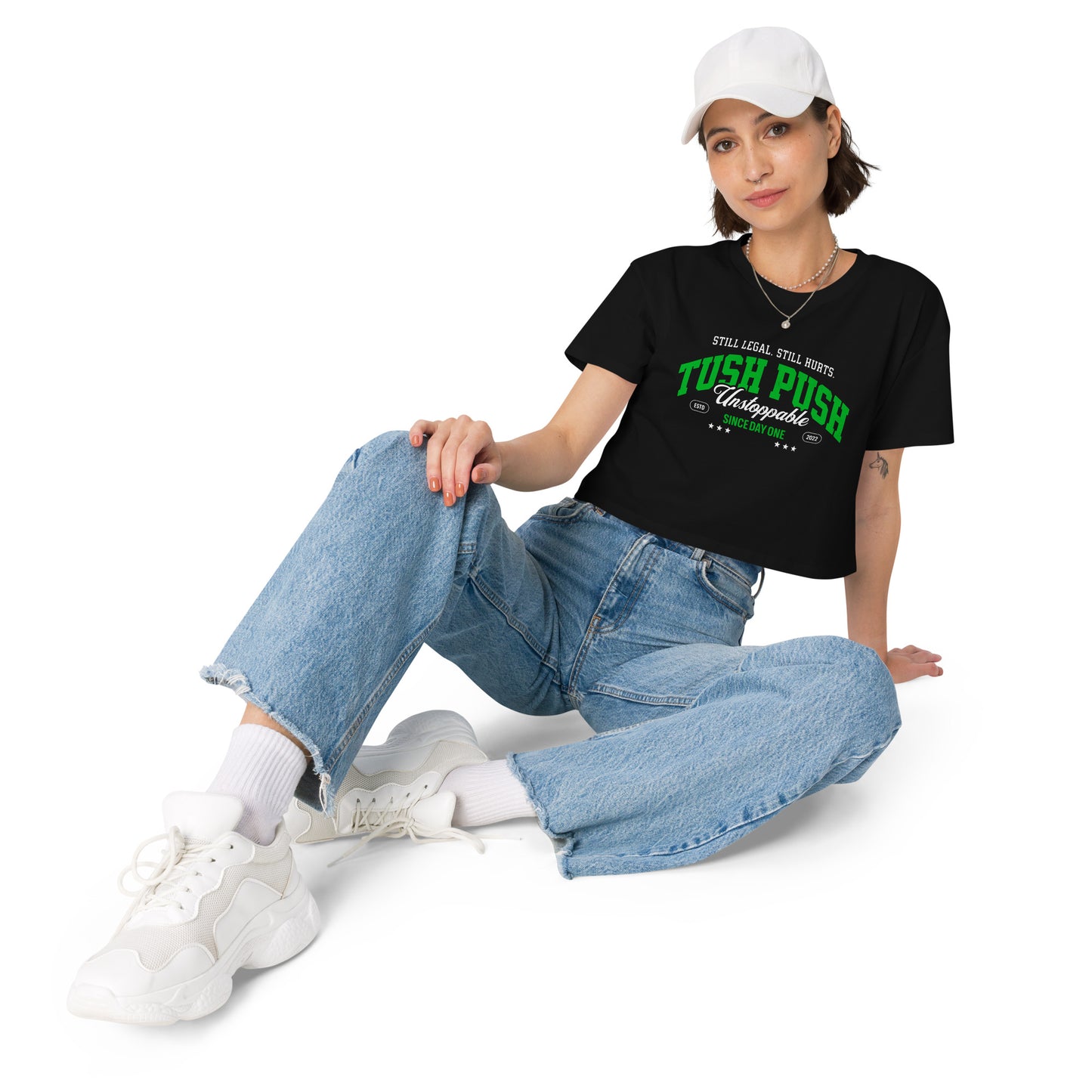 Tush Push Crop Top for Game Day, "Still Legal Still Hurts", Philly Football Womens Crop Tee