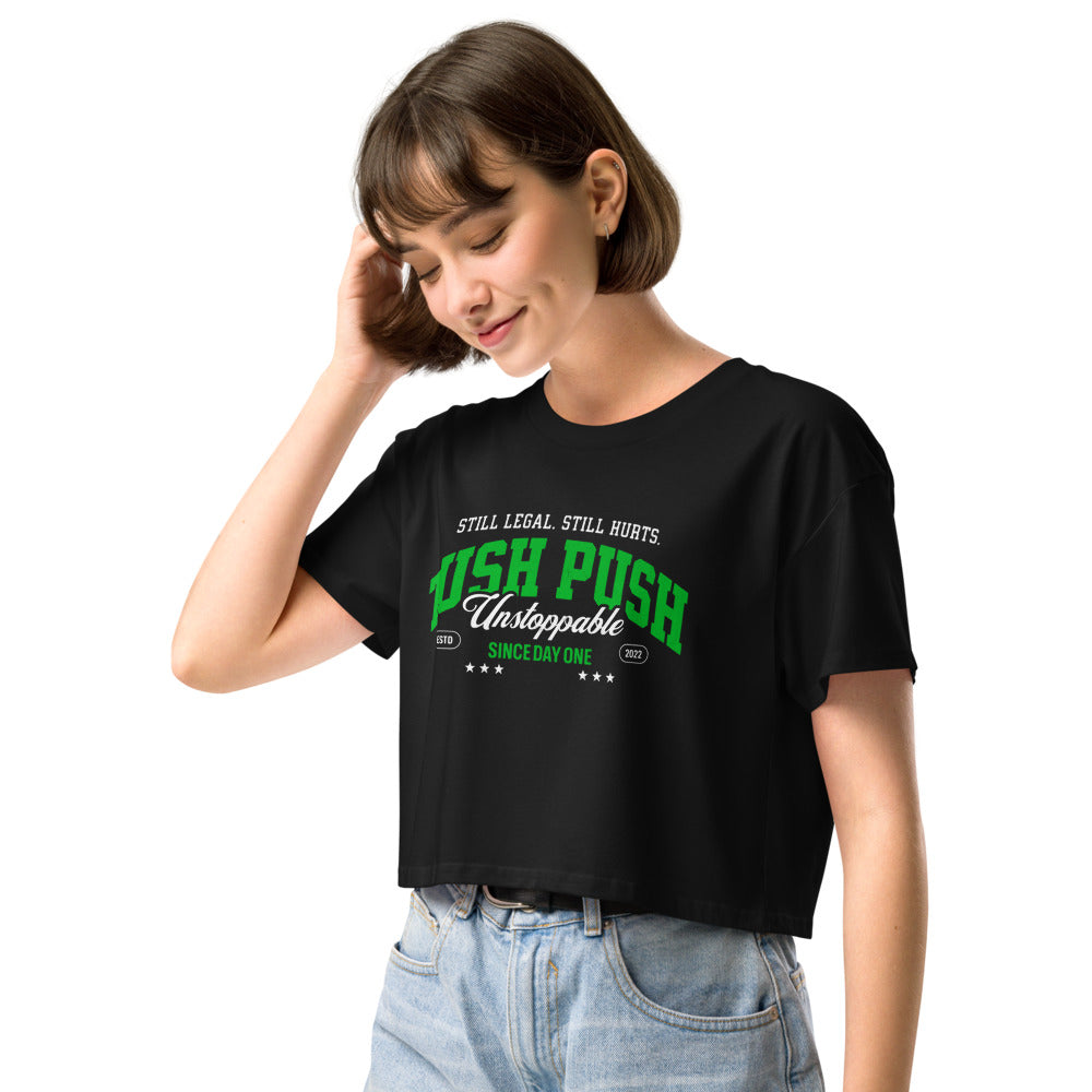 Tush Push Crop Top for Game Day, "Still Legal Still Hurts", Philly Football Womens Crop Tee